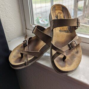 Plankton Slip On Leather Sandals with Cork Sole